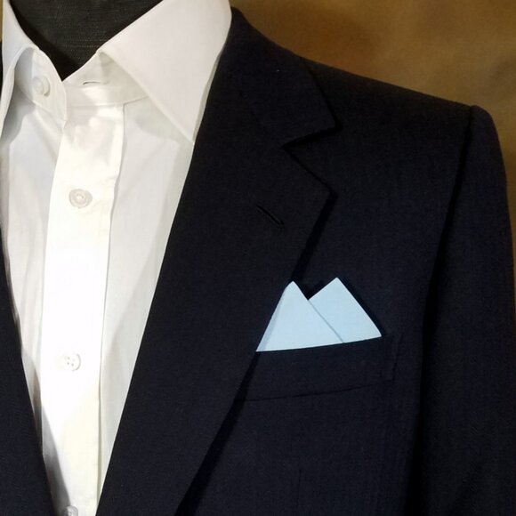 New - Light Blue Cotton Pre-Folded Pocket Square Handkerchief Insert - Picture 1 of 6